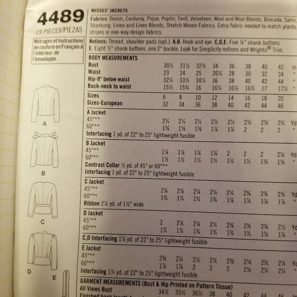 ✅4489 Simplicity Misses' Jackets Uncut and Fact Sz - Picture 4 of 4